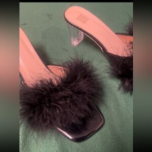 Black feather heels